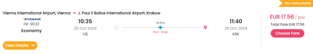 alt="Vienna to Krakow deal"